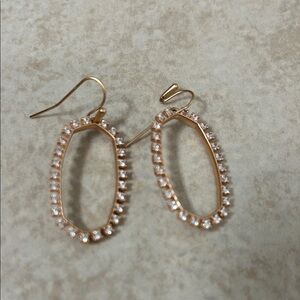 Kendra Scott Rose Gold Oval Crystal Halo Drop Earrings
